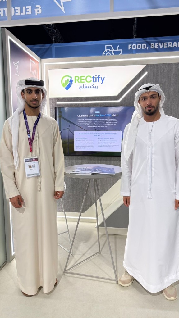 The RECtify team at an exhibition stand in the UAE